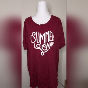 Old Navy Red White Summer Love Graphic T Shirt XXL